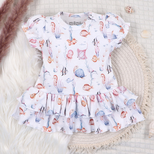 ABN-5486 Abito da neonato Nini del Mondo Sommerso - cotone biologico, leggero e morbido