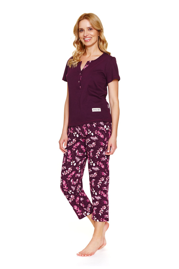 Doctor Nap 7267 – Piżama damska plus size z bawełny | Polska produkcja, 100% bawełna - burgundy