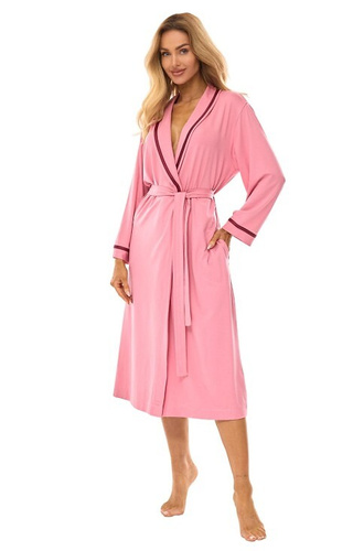 2506 Vestaglia lunga da donna in viscosa L&L rosa - leggera e traspirante