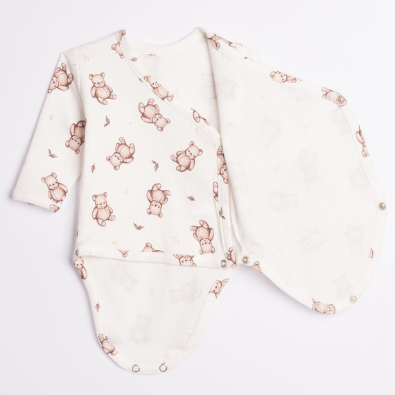 227094 Nicol BENEK Body incrociato 100% cotone manica lunga orsetti crema