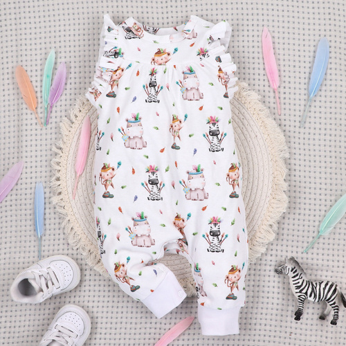 ABN-5537 Tutine per bambini Nini Happy Animals in cotone biologico - bottoni a pressione senza nichel, ipoallergeniche, produzione polacca