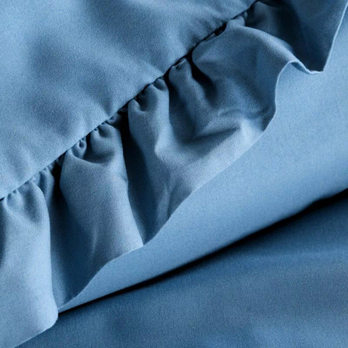 Biancheria da letto in microfibra Eurofirany MI con volant, morbida, con cerniera, blu