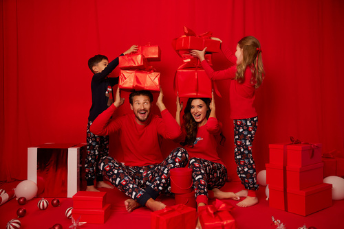 Rojas Pigiama da uomo a maniche lunghe, pantaloni lunghi Moda italiana - rosso/stampa