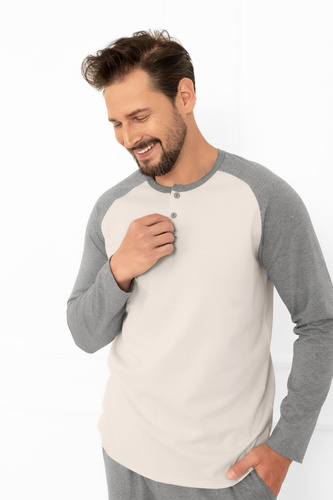 Pigiama Alexander Uomo Moda Italiana beige - cotone, lungo. maniche e pantaloni