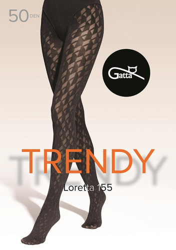 Loretta 155 Gatta collant donna - fantasia geometrica, 50 den, opaco - nero