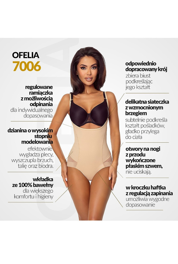 Body 7006 Ofelia Lapinee Beige Body Snellente Sotto il Seno Modellante la Silhouette