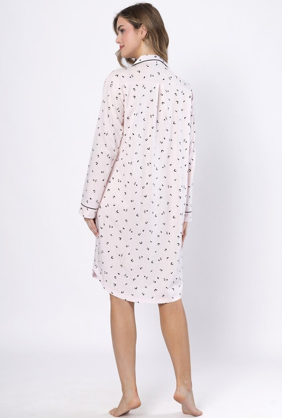 Camicia da notte Laveza Angela 1619 - rosa chiaro, cotone, manica lunga, chiusura con bottoni