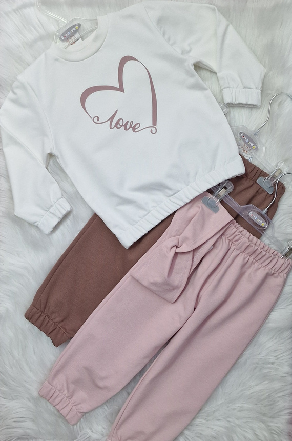 Felpa Love Heart Bambarillo ecrù - maglia felpata, cotone ed elastan