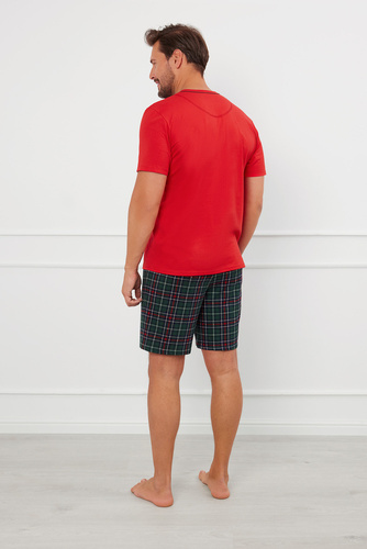 Fogo Pigiama uomo a maniche corte, pantaloncini Moda italiana - rosso/stampa