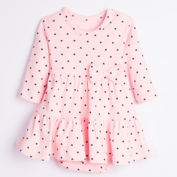 Vestito-body Nicol Tosia 225160 100% cotone rosa con cuori e volant