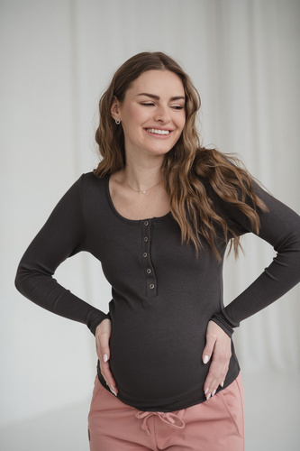 Tummy Milk&Love maglia premaman e allattamento in viscosa graphite