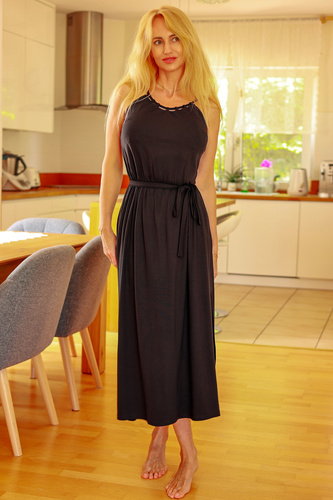 Grace Mirale - Abito lungo in viscosa con spacco - nero