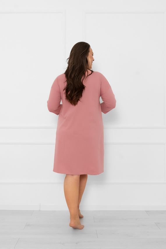 Camicia da notte da donna Akita - cotone, manica 3/4, applicazione floreale Moda italiana