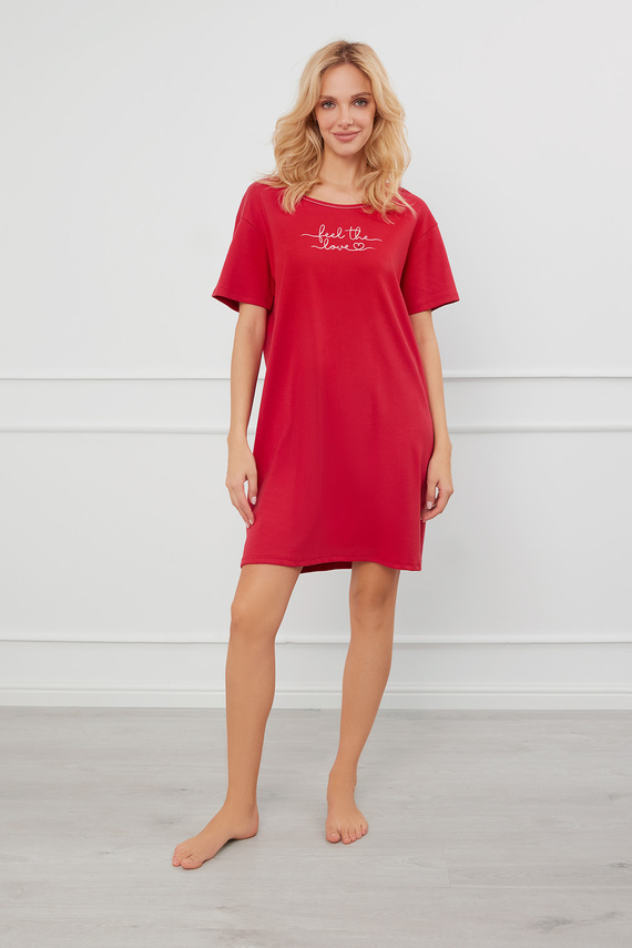 Camicia da notte Evora a maniche corte Moda Italiana - rosso