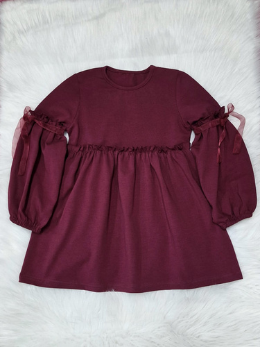 Ada Abito bambina Bambarillo in maglia di cotone marrone, confortevole ed elastica