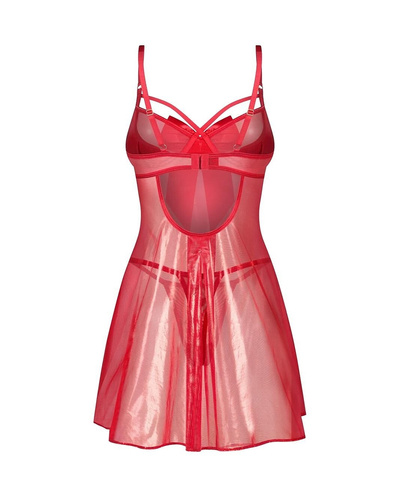 Obsessive Gifty Red Babydoll Camicia da Donna Rossa con Ferretti + Stringi