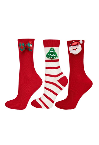 Calzini da donna Moraj CDC700-036 in cotone a coste, in stile festivo, con applicazione 3D