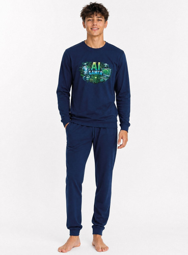 Pigiama giovane Cornette F&Y 998/61 AI blu navy 100% cotone lunga