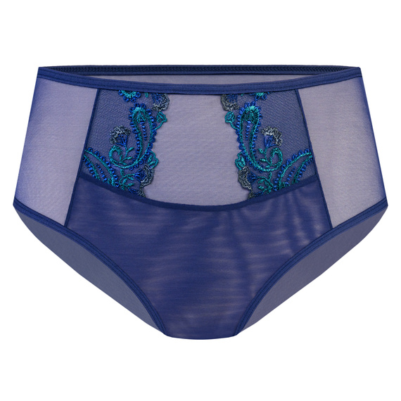 Mutandine da donna VF-474 - a vita alta, in pizzo, comfort Vena blu navy-verde