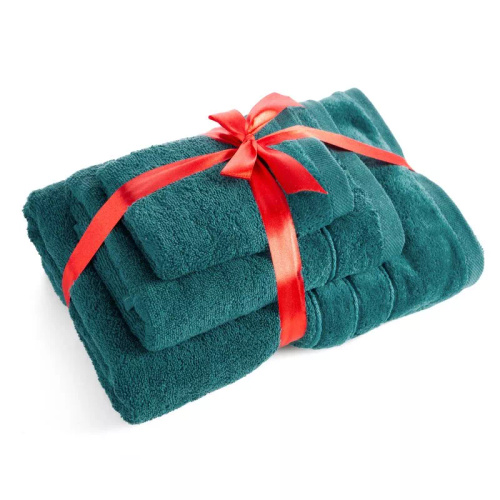 Set asciugamani Eurofirany 3 pezzi morbidi assorbenti eleganti Sibel dark turquoise