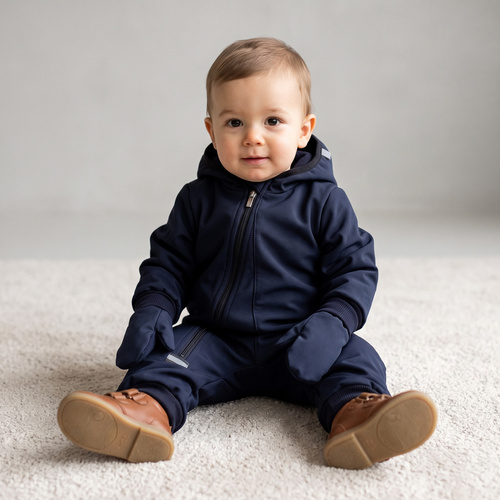 229074 Guanti bambini Nicol Softshell impermeabili con pile blu scuro