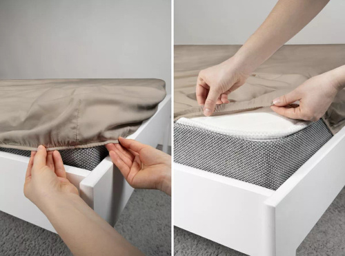 Lenzuolo con angoli in microsatin Poly Detexpol liscio e pratico taupe 