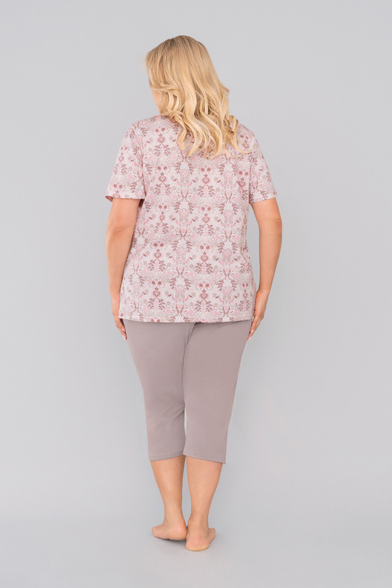 Kalmia Pigiama da donna manica corta, pantaloni 3/4 Stampa italiana