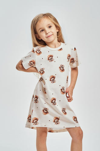 Camisia da notte bambina Coco 3548 Taro marrone – 100% cotone, cani, manica corta