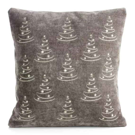 CHP308 Federa natalizia Eurofirany 45x45 con paillettes 3D stelle beige