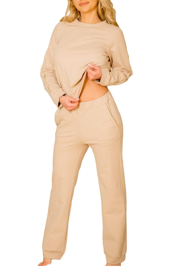 Maio tuta donna Mirale cotone 95% cotone 5% elastan, produzione polacca - set sportivo elegante - beige