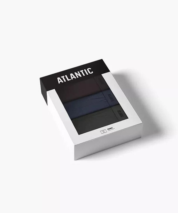 Boxer da uomo Atlantic 3MH-0111 A3 3 pezzi marrone-indaco-khaki – 95% cotone, aderenti