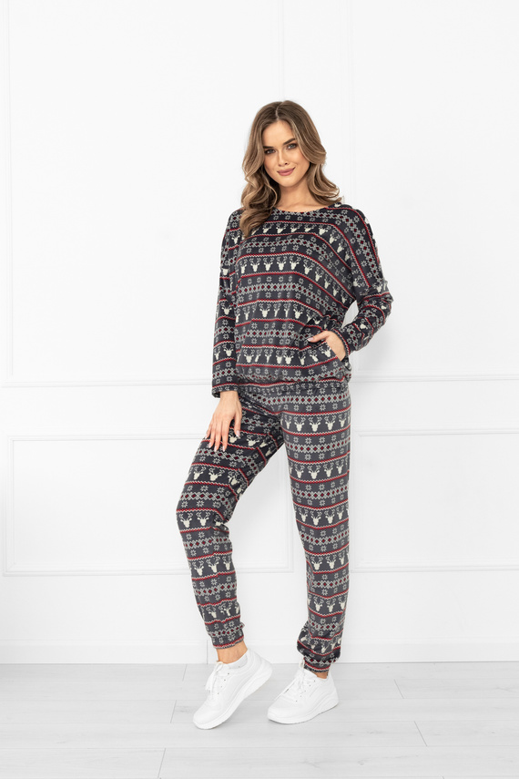 Set donna Navara - set in pile con motivo natalizio con renne Italian Fashion - grafite