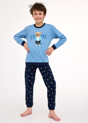 593/181, 766/181 Pigiama bambino Cornette Cool 2 blu - cotone, manica lunga