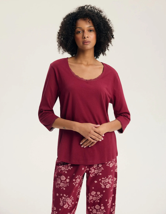 Pigiama da donna Henderson Ginni 45419 100% cotone manica lunga gatti grigia