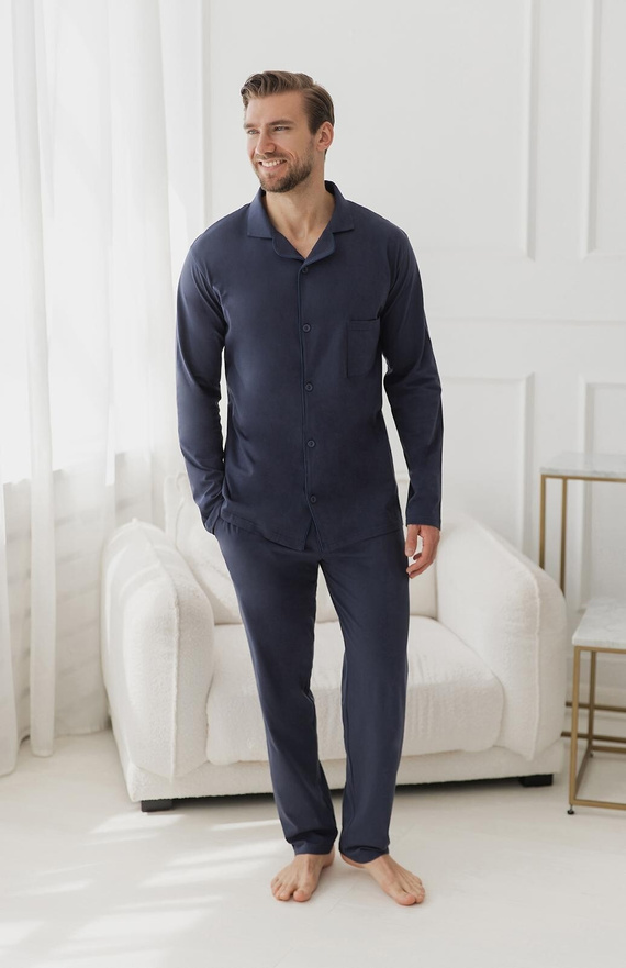 3474 Lorenzo Pigiama uomo Taro jeans - cotone, pantaloni lunghi, tasche