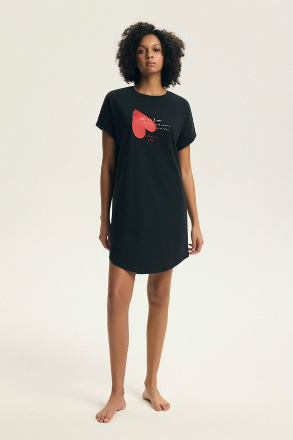 Camicia da notte da donna 44490 Emela pesca Henderson, 100% cotone, manica corta, mezza scollatura rotonda