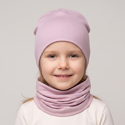 229100 Nicol Cappello Merino 100% lana bambino doppio strato - rosa cipria