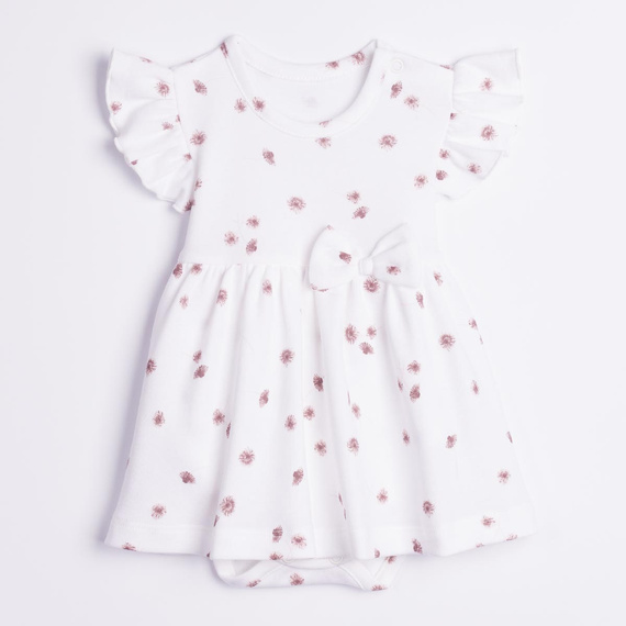 226158 Nicol HANIA Vestito-body bambina in cotone con fiori crema