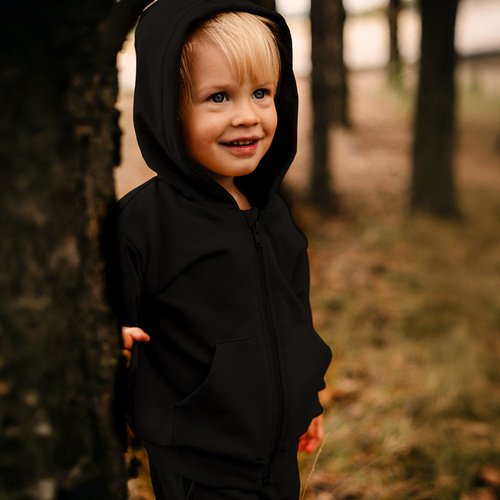 Simply Comfy Felpa per bambini Eevi nero - cotone, con zip e cappuccio