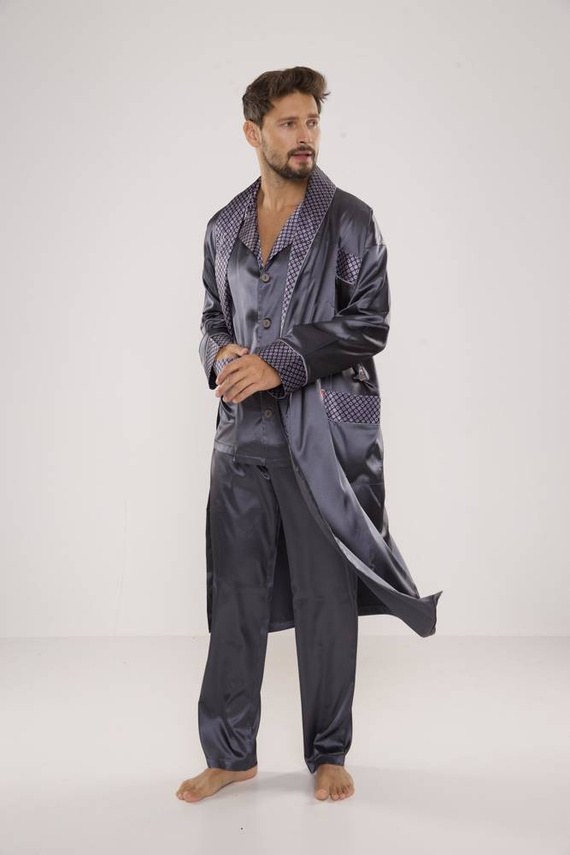 939 Pigiama da uomo in raso grigio