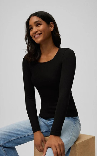 Maglietta termica da donna Ysabel Mora 70017 negro- morbida, traspirante, ipoallergenica, a maniche lunghe