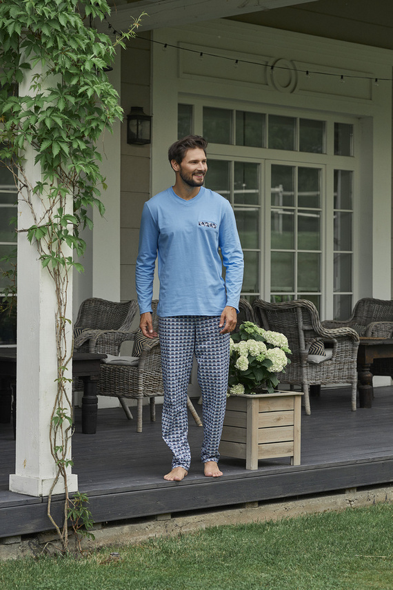 Jaromir Uomo manica lunga, pantaloni lunghi Moda italiana - blu/stampa