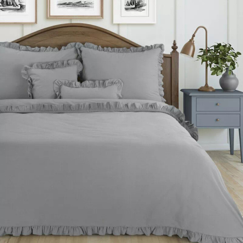 Biancheria da letto in cotone con balza Eurofirany 100% cotone con cerniera argento