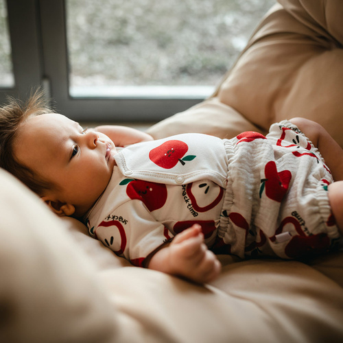 Bloomers neonato Eevi Snack Time mussola cotone ecru leggeri