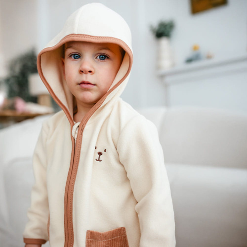 Beary Cool Giacca in pile per bambini Eevi - ecru, con cappuccio