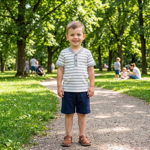 163891 Nicol Shorts da Bambino in Cotone Blu Navy con Tasche