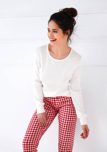 Pigiama da donna Sensis Perfect - crema e rosso