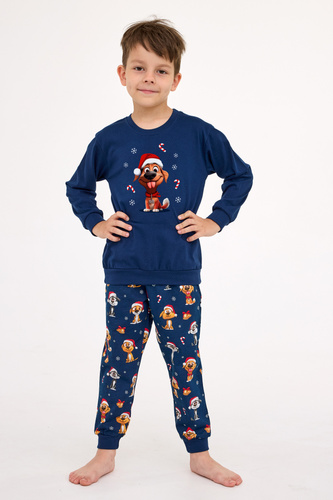 593/173 966/173 Pigiama da bambino Cornette - Natale, blu navy, cotone