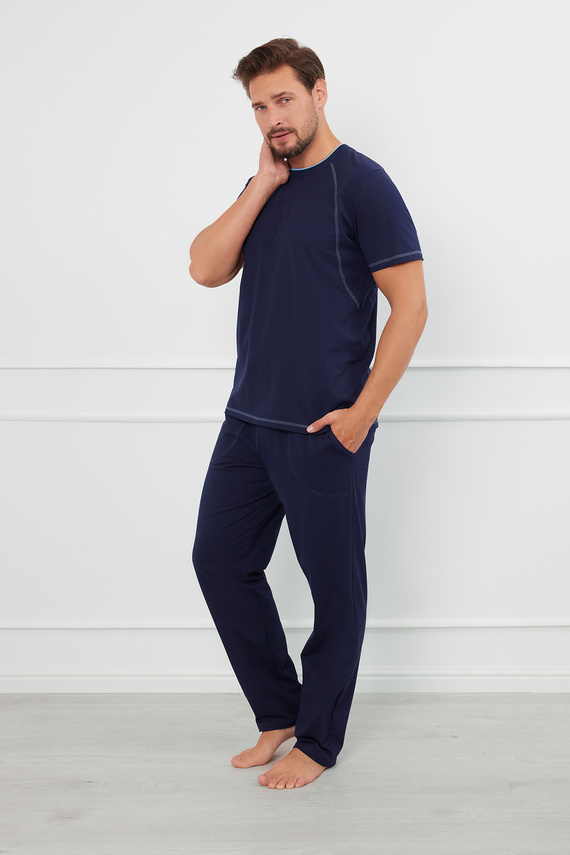 Salomon Pigiama uomo manica corta, pantaloni lunghi Moda italiana - blu navy/blu