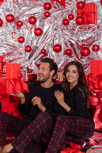 Ordesa Pigiama da donna manica lunga, pantaloni lunghi Moda italiana - nero/stampa